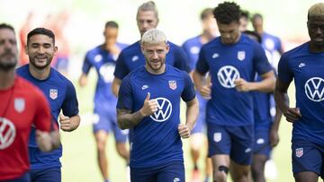 06 October 2021, US, Austin: USA players take part in a training session for the American National Soccer Team at Austin Q2 stadium ahead of Thursday&#039;s 2022 FIFA World Cup Qualifier final round soccer match against Jamaica. Photo: Bob Daemmrich/ZUMA 