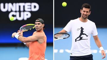 Rafa Nadal y Novak Djokovic, durante sus primeros entrenamientos en Australia.