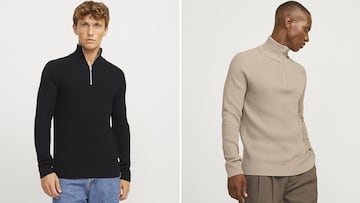 Jersey de punto con cuello de cremallera para hombre de la marca Jack & Jones