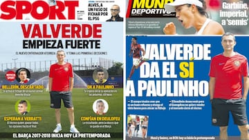 Portadas de &#039;Sport&#039; y &#039;Mundo Deportivo&#039; el mi&eacute;rcoles, 12 de julio de 2017.