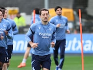 Mikel Oyarzabal trabaja en Zubieta en la previa del Athletic-Real Sociedad de semifinales de Copa en San Mamés.