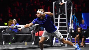 El tenista griego Stefanos Tsitsipas, durante un partido en la Laver Cup 2022.