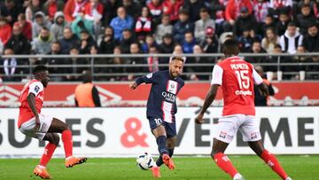 10 NEYMAR JR (psg) during the Ligue 1 Uber Eats match between Reims and Paris at Stade Auguste Delaune on October 8, 2022 in Reims, France. (Photo by Anthony Bibard/FEP/Icon Sport via Getty Images) - Photo by Icon sport