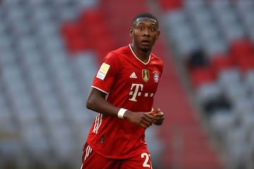 MUNICH, GERMANY - MAY 08: David Alaba of FC Bayern München looks on during the Bundesliga match between FC Bayern Muenchen and Borussia Moenchengladbach at Allianz Arena on May 08, 2021 in Munich, Germany. (Photo by Alexander Hassenstein/Getty Images)