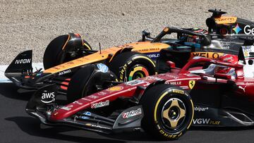 Charles Leclerc (Ferrari SF-25) y Oscar Piastri (McLaren MCL39). Monza, Italia. F1 2025.