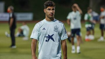 Marco Asensio, el pasado martes en el entrenamiento de la Selecci&oacute;n espa&ntilde;ola.