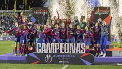 Las jugadoras del Barça, campeonas de la Supercopa de España en Butarque.