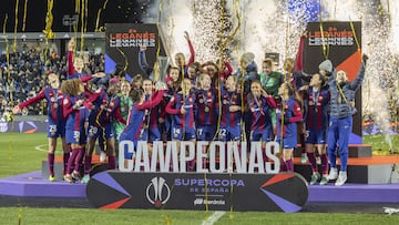 Las jugadoras del Barça, campeonas de la Supercopa de España en Butarque.