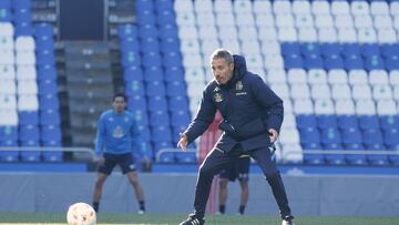 Oscar Cano en un entrenamiento con el Deportivo.