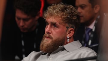 SAN JUAN, PUERTO RICO - JANUARY 03: Jake Paul looks on during a bantamweight bout between Ebanie Bridges and Alexis Araiza at Coliseo Roberto Clemente on January 03, 2026 in San Juan, Puerto Rico. Ricardo Arduengo/Getty Images/AFP (Photo by Ricardo Arduengo / GETTY IMAGES NORTH AMERICA / Getty Images via AFP)