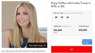 Pagan 50.000 d¨®lares por tomar un caf¨¦ con Ivanka Trump