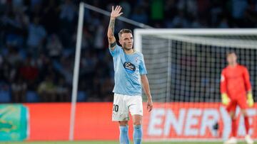 Iago Aspas celebra el gol anotado ante el Real Madrid.