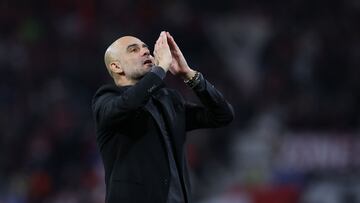 Pep Guardiola, entrenador del Manchester City, durante un partido.