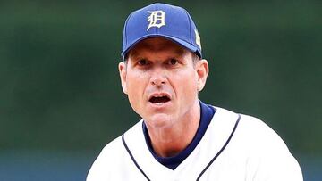 Jim Harbaugh, disfrutando con los Detroit Tigers. 