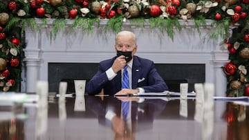 President Joe Biden meets with members of the White House covid-19 Response Team on the latest developments related to the Omicron variant in the Roosevelt Room in the White House in Washington.