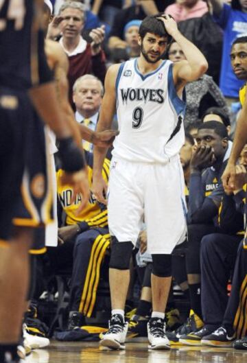 Ricky Rubio con el gesto torcido en el Wolves-Pacers.