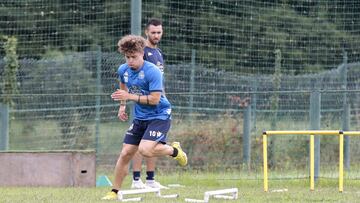 Mario Soriano en un entrenamiento con el Deportivo
