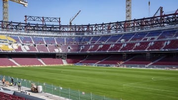 El Spotify Camp Nou con el c¨¦sped puesto