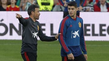 Luis Enrique y Morata en un entrenamiento con la Selecci&oacute;n en octubre de 2018.