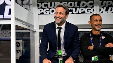 Jul 8, 2023; Arlington, Texas, USA; Panama head coach Thomas Christiansen before the game between Panama and Qatar at AT&T Stadium. Mandatory Credit: Jerome Miron-USA TODAY Sports