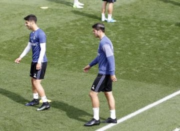 Morata dio el susto en el entrenamiento