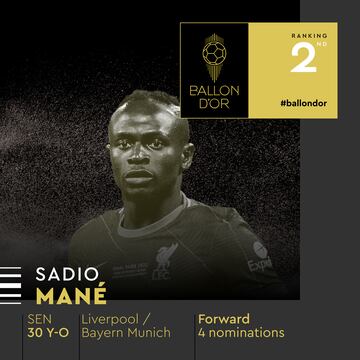 Sadio Mané, delantero de 30 años que militó en el Liverpool y que juega en el Bayern de Múnich.