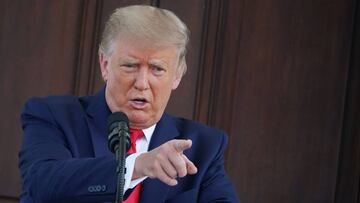 US President Donald Trump speaks during a labor day press conference at the North Portico of the White House in Washington, DC on September 7, 2020.