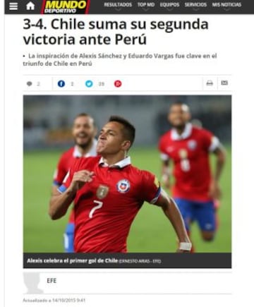 Así se vio el triunfo de La Roja en el mundo