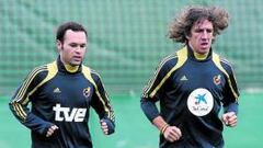 <b>IMPRESCINDIBLES. </b>Iniesta y Puyol son claves para Del Bosque.