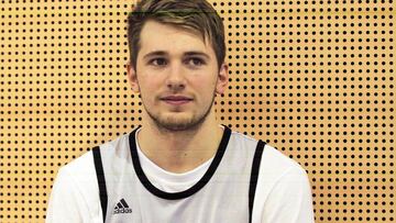 Luka Doncic en la rueda de prensa del Real Madrid de Baloncesto.