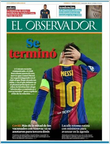 La salida de Messi, en las portadas de los periódicos de medio mundo