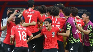 Celebración de Corea del Sur durante el Mundial de Rusia 2018