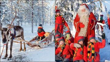 Visita la aldea de Papá Noel en Laponia yendo en un trineo con renos