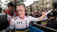 El ciclista australiano Rohan Dennis, tras la disputa de la prueba contrarreloj de los Mundiales de Yorkshire 2019.