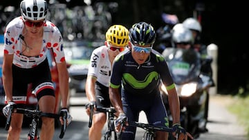 Cycling - The 104th Tour de France cycling race - The 101-km Stage 13 from Saint-Girons to Foix, France - July 14, 2017 - Team Sunweb rider Warren Barguil of France, Movistar rider Nairo Quintana of Columbia and Team Sky rider Michal Kwiatkowski of Poland in action. REUTERS/Benoit Tessier