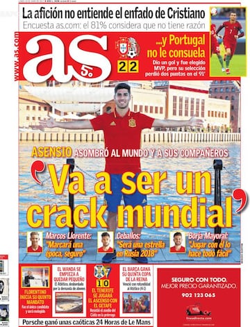 Asensio, en la portada de AS.