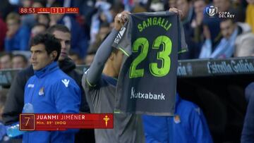 Juanmi le dedicó el gol del empate ante el Celta a Sangalli