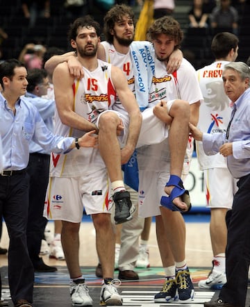 Gasol fue el alma de la selecci¨®n espa?ola en el Mundial de Jap¨®n 2006. Pese a no disputar la final, el combinado se proclam¨® campe¨®n.