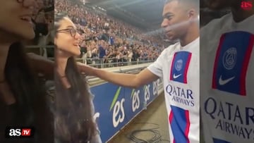 In this video that went viral, watch PSG’s Kylian Mbappé show his true character in how he treats a fan after he hit her in the face with a pre-game shot.