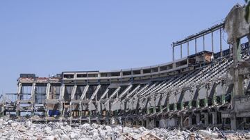 Aspecto de la demolición del Estadio Vicente Calderón a 19 de julio de 2019