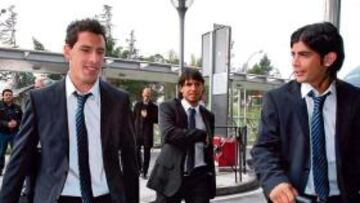 <b>SECTOR ARGENTINO. </b>Maxi, Agüero y Éver, siempre juntos.