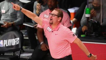 Nick Nurse, entrenador de Toronto Raptors, durante las semifinales de la Conferencia Este ante Boston Celtics.