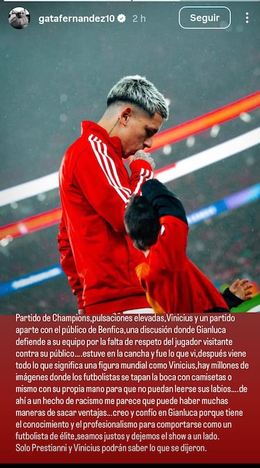 Prestianni se defiende: “No dirigí insultos racistas a Vinicius, malinterpretó lo que cree haber escuchado”