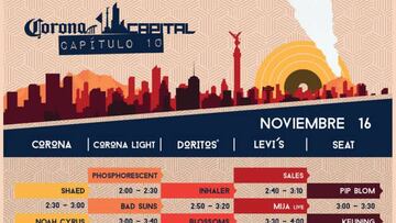 Horarios y grupos por escenario; sábado para el Corona Capital