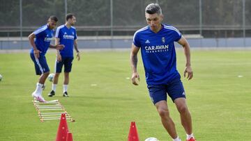Dani Torres, durante el entrenamiento de esta mañana.