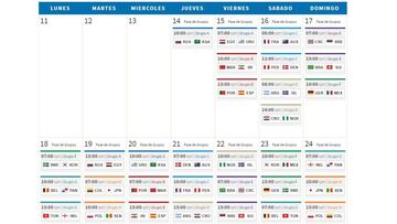 Calendario Mundial de Rusia 2018, todos los partidos, horarios y fechas de la Copa del Mundo y de la Selecci&oacute;n Colombia