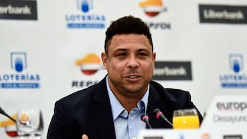 Brazilian football legend and Spanish club Real Valladolid majority owner Ronaldo speaks during a presentation of the "Real Valladolid project" in Madrid on December 13, 2018.