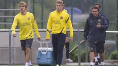 Kiko Femenia y Gerard Deulofeu, en el Bar&ccedil;a B.