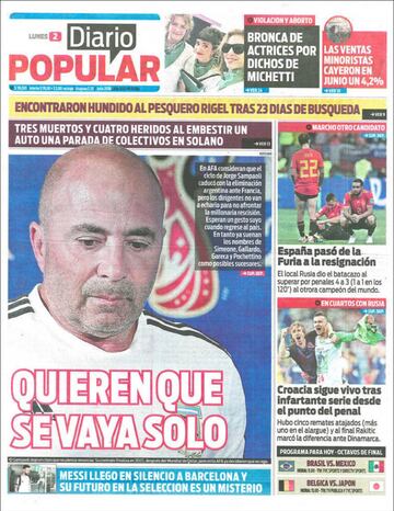 Las portadas de la prensa tras la eliminación de España