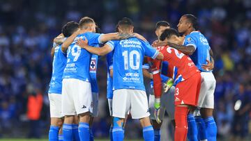 Players of Cruz Azul during the Quarter-Final second leg match between Cruz Azul and Leon as part of the Liga BBVA MX, Torneo Clausura 2025 at Olimpico Universitario Stadium on May 11, 2025 in Mexico City, Mexico.